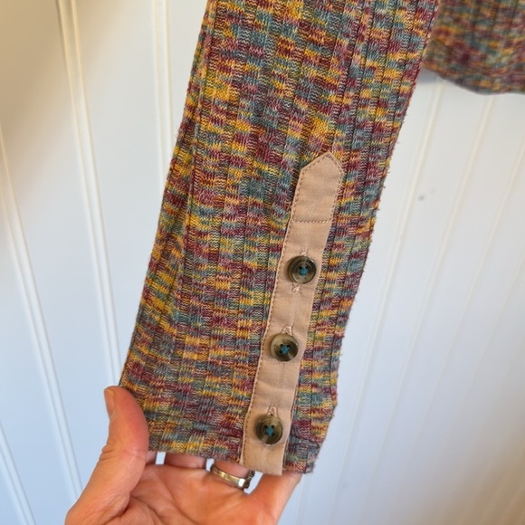 By Anthropologie Women’s Puff Long Sleeve Knit 1/4 Button Down Henley Size Small - Picture 7 of 16